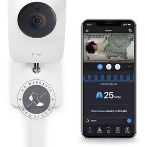 Miku Pro Updated Smart Baby Monitor Camera Wall Mount Breathing Sleep Tracking,